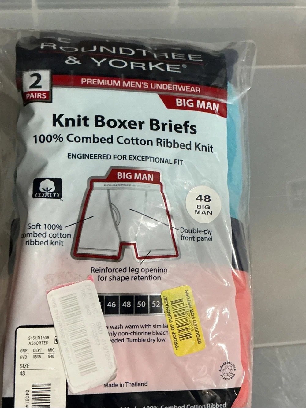 Roundtree & Yorke Knit Boxer Briefs - Light Blue & Coral Pink - 2 Pack